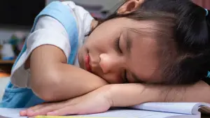 Child shuts down tired and exhausted from a long day at schoole