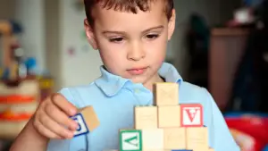 A child focused on blocks that might indicate that a autism or adhd assessment is needed.