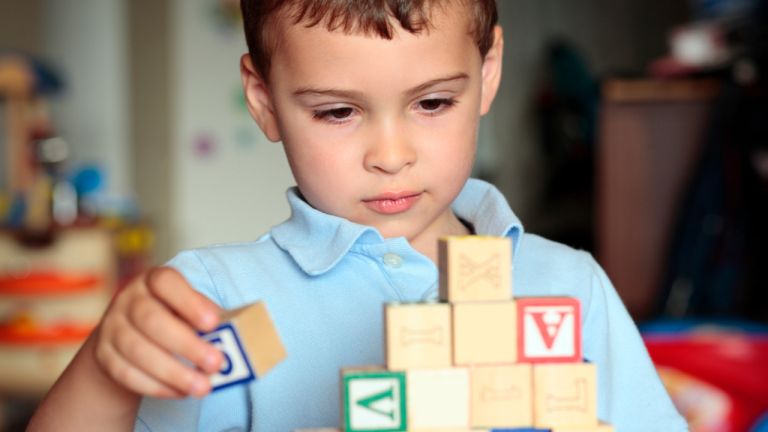 A child focused on blocks that might indicate that a autism or adhd assessment is needed.